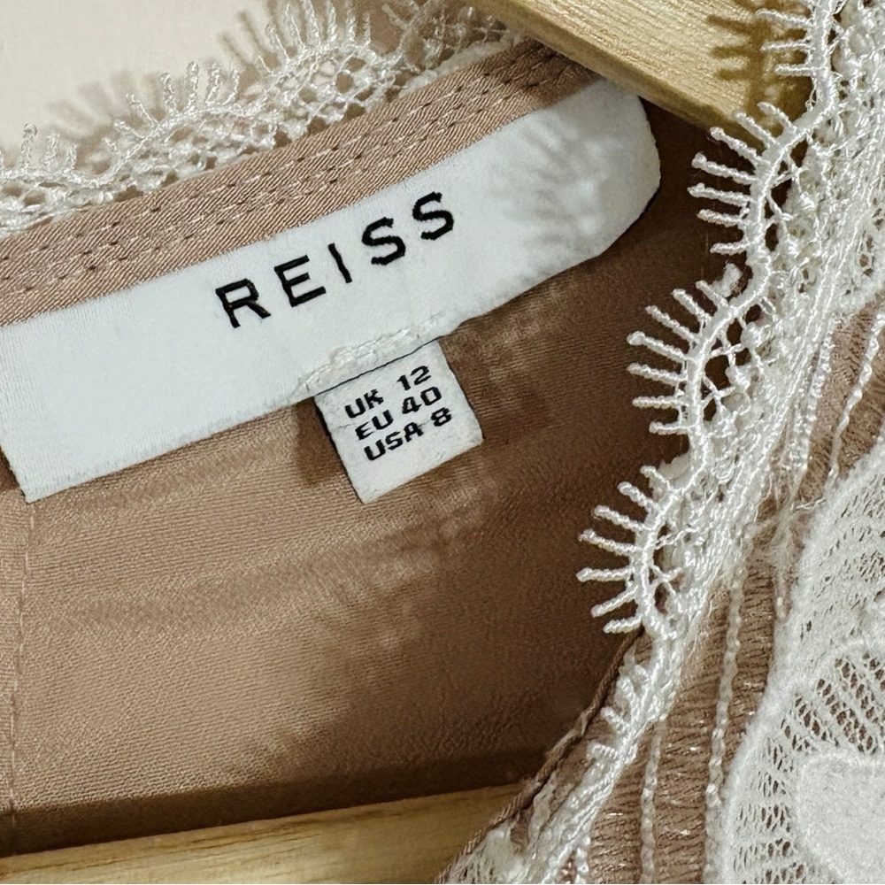 Reiss Sally Lace Detail Dress in Mocha, US Size 8 - Picture 8 of 14